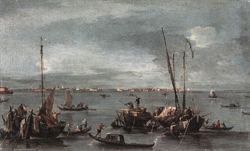 GUARDI, Francesco The Lagoon Looking toward Murano from the Fondamenta Nuove sdg France oil painting art